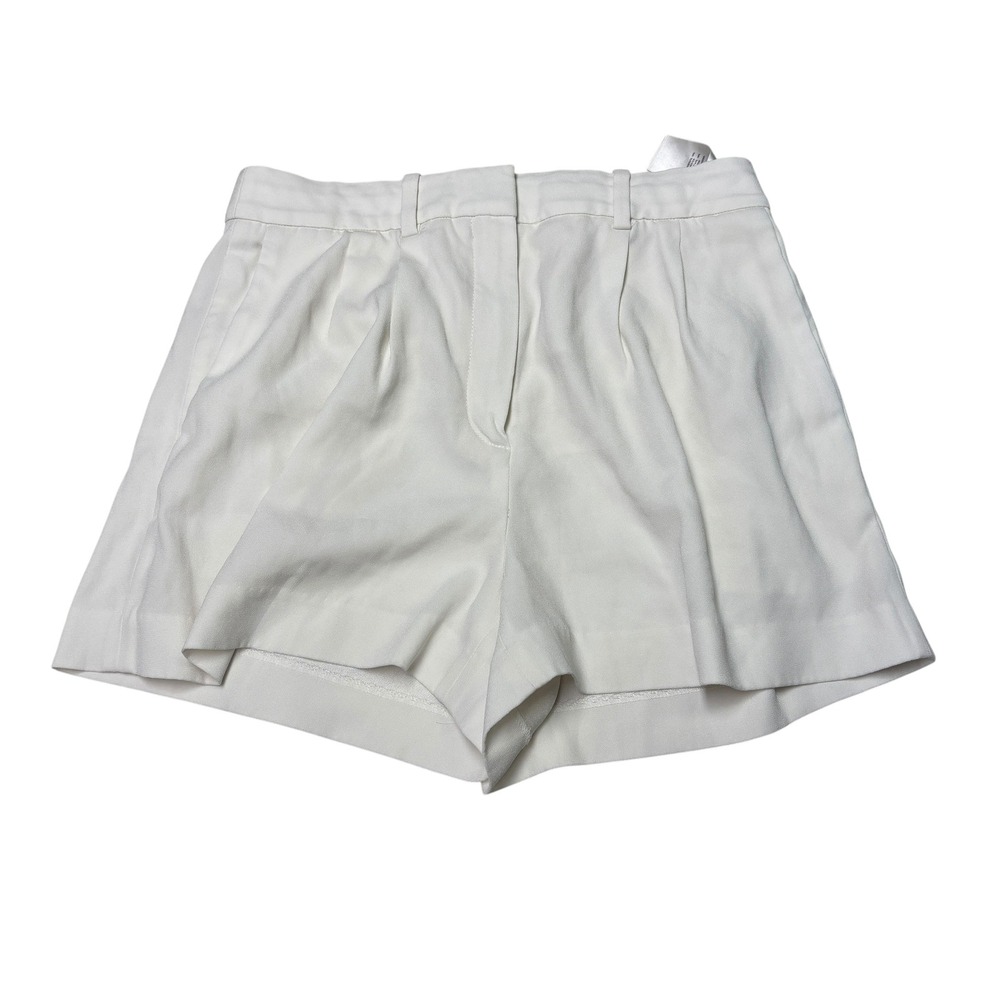 Babaton Aritzia White Pleated High Waisted Dress Shorts Womens 6 W28 L3